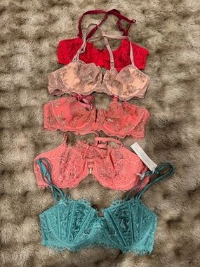 Victoria secret Women’s Lace Balconette Bra - Red, Blush, Coral, Peach & Teal